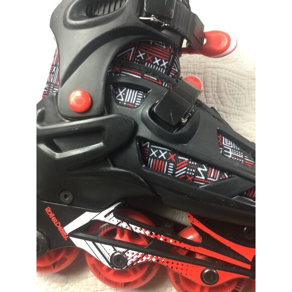 Adjustable Inline Skates Kids Size 3-6 Black & Red Roller Derby*Tribal Print*EUC - Picture 3 of 12